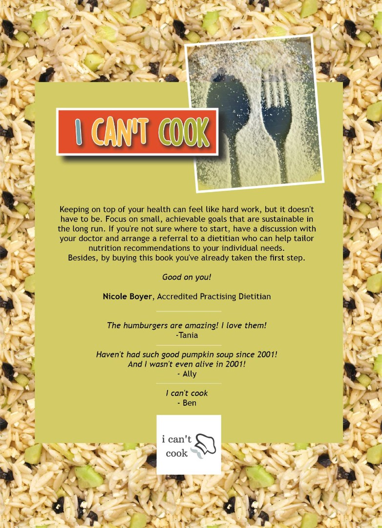 I Can't Cook — back cover, featuring the blurb and reader reviews